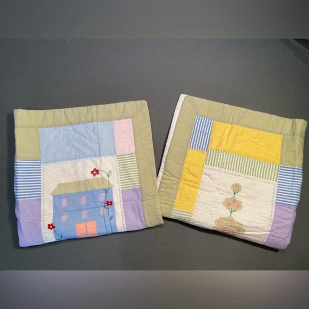 Pair of‎ Quilted Pillow Case Shams, cotton, My Little Neighborhood